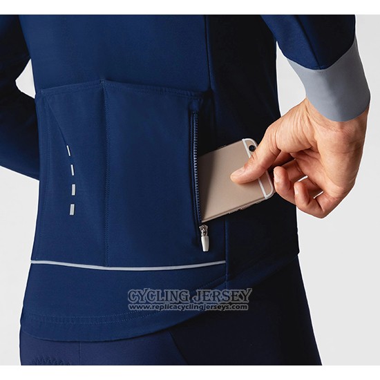 2019 Cycling Jersey La Passione Blue Gray Long Sleeve And Bib Tight